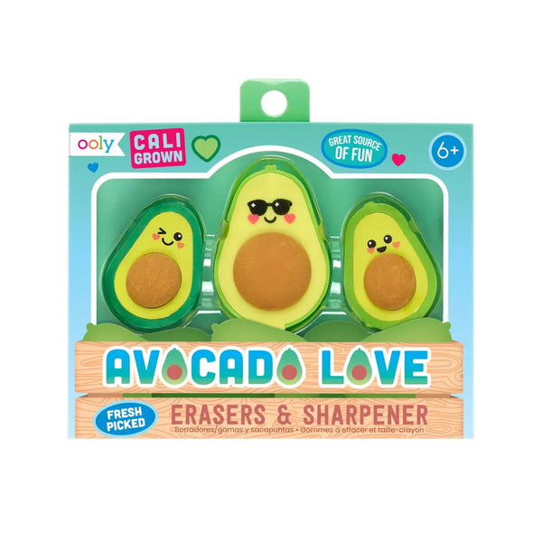 Ooly Avocado Love Eraser and Sharpener - set of 3