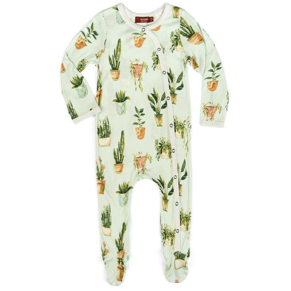 Bamboo Footed Romper - Potted Plants