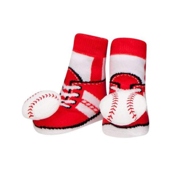 Baseball Rattle Socks - Red