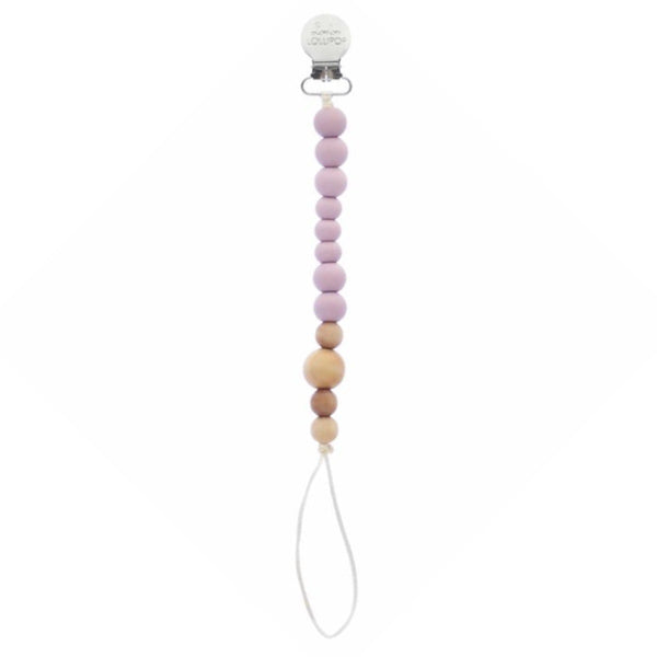 Silicone & Wood Paci Clip - Lilac